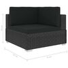 vidaXL 7-delige Loungeset met kussens poly rattan zwart