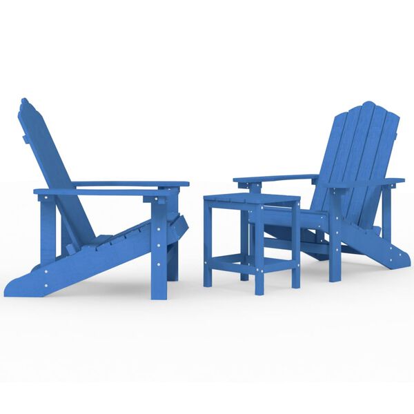 vidaXL Tuinstoelen Adirondack met tafel HDPE aquablauw