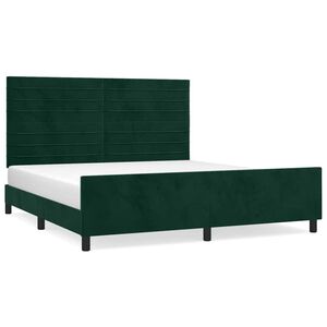 vidaXL Bedframe zonder matras 160x200 cm fluweel donkergroen