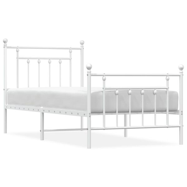 vidaXL Bedframe met hoofd- en voeteneinde metaal wit 80x200 cm