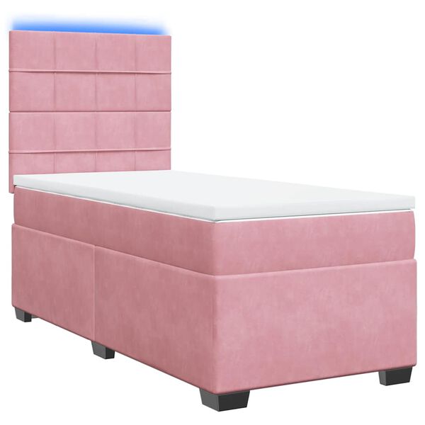 vidaXL Boxspring met matras fluweel roze 100x200 cm