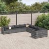 vidaXL 10-delige Loungeset met kussens poly rattan grijs