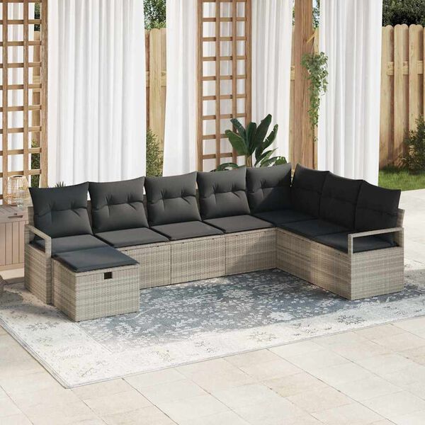 vidaXL Tuin Sofa Set 8 pcs Lichtgrijs Poly riet