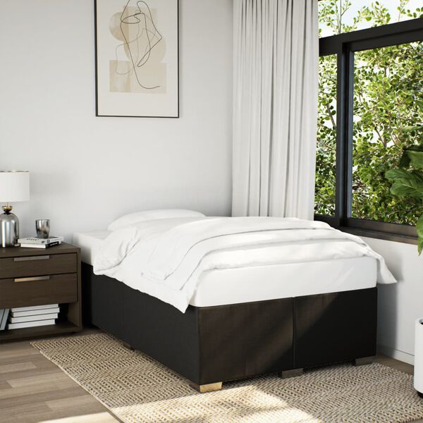 vidaXL Boxspring met matras stof zwart 120x190 cm