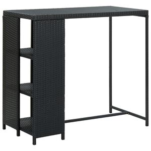 vidaXL Bartafel met opbergrek 120x60x110 cm poly rattan zwart