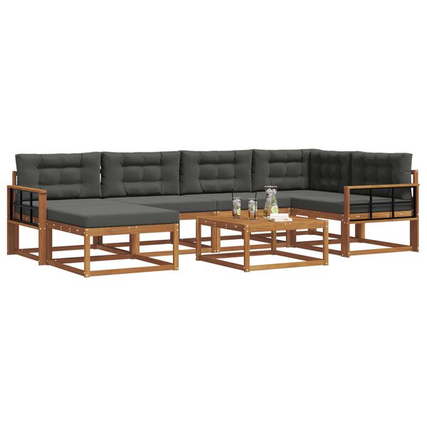 vidaXL Buiten bankenset met kussen 7 pcs Natuurlijk en Antraciet