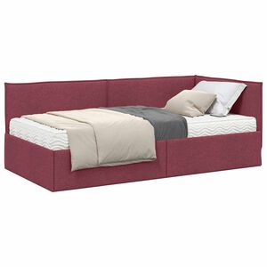 vidaXL Hoekbedframe met Matras 2 st Wijnrood 80 x 200 cm Fluweel