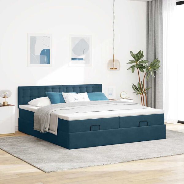 vidaXL Ottoman bed met matrassen en LED's 180x200cm fluweel