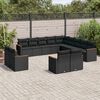 vidaXL 13-delige Loungeset met kussens poly rattan zwart