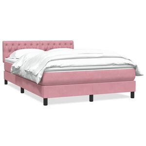 vidaXL Boxspring met matras fluweel roze 140x220 cm