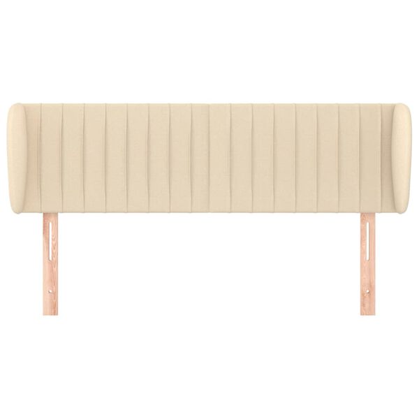 vidaXL Hoofdbord met randen 147x23x78/88 cm stof cr&egrave;mekleurig