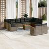 vidaXL 13-delige Loungeset met kussens poly rattan grijs