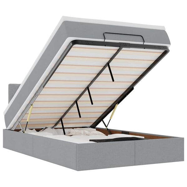 vidaXL Ottoman bed met matras en LED's 120x200 cm stof lichtgrijs