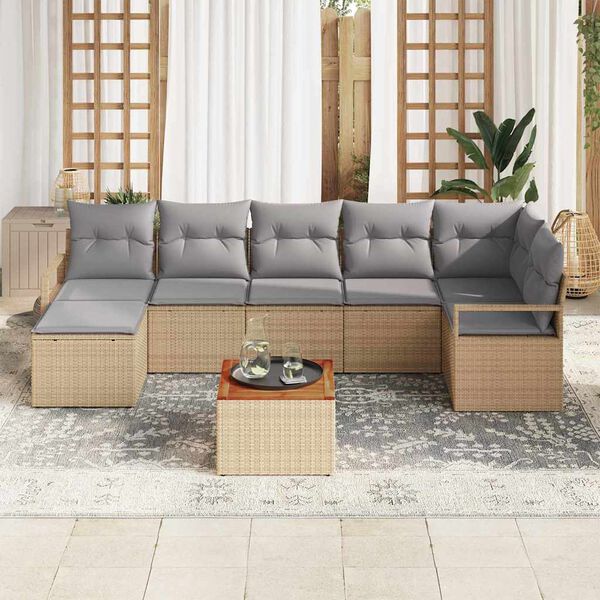 vidaXL Tuin Sofa Set 8 pcs beige en lichtgrijs