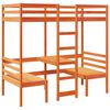 vidaXL Hoogslaper met bureau en stoelen grenenhout wasbruin 90x200cm
