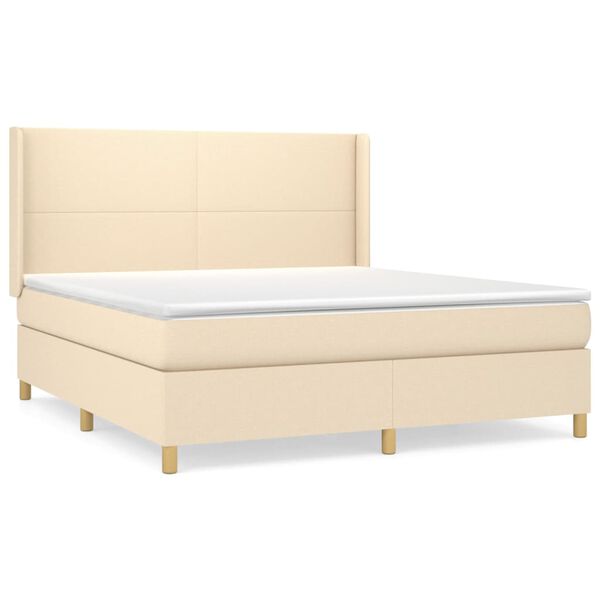 vidaXL Boxspring met matras stof cr&egrave;mekleurig 180x200 cm