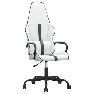 vidaXL Massage gamestoel kunstleer zwart en wit