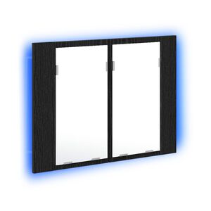 vidaXL Badkamer spiegelkast Zwart Eiken 60 x 12 x 45 cm Bewerkt hout