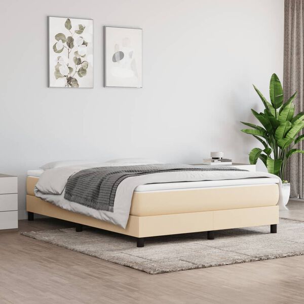 vidaXL Boxspring met matras stof cr&egrave;mekleurig 160x200 cm