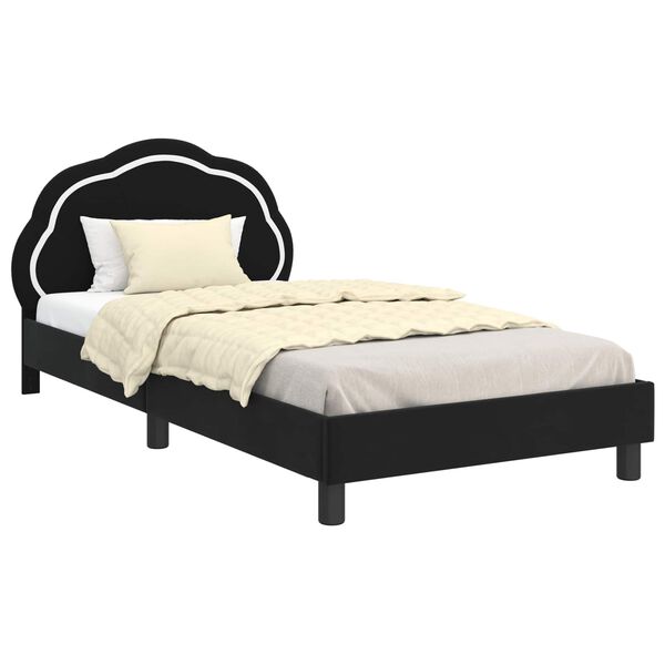 vidaXL Bedframe voor kinderen met hoofdbord Zwart 90 x 190 cm Fluweel