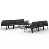 vidaXL 8-delige Loungeset met kussens aluminium antracietkleurig