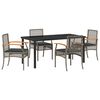 vidaXL Tuin eettafelset met kussen 5 pcs Grijs en zwart Rattan