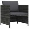 vidaXL Tuinbank met kussens poly rattan grijs