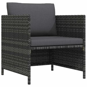 vidaXL Tuinbank met kussens poly rattan grijs