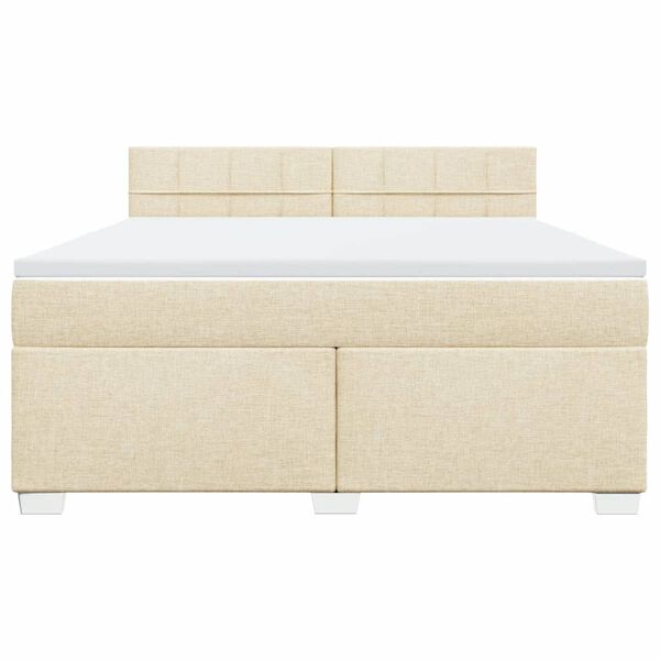 vidaXL Boxspring met matras stof cr&egrave;mekleurig 180x200 cm