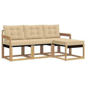 vidaXL Buiten bankenset 4 st 4-zits Wit en Beige