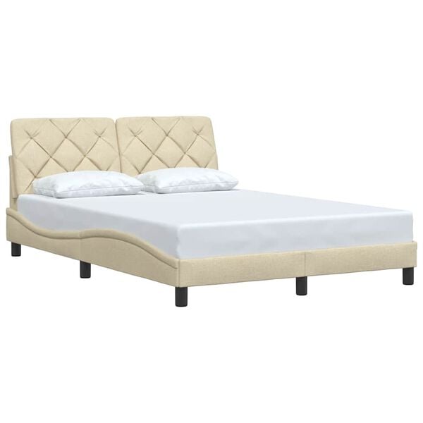 vidaXL Bedframe zonder matras 120x200 cm stof cr&egrave;mekleurig
