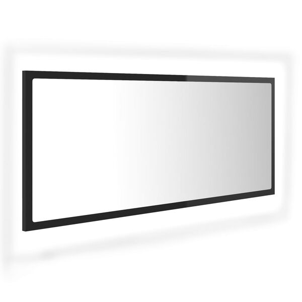 vidaXL Badkamerspiegel LED 100x8,5x37 cm acryl hoogglans zwart