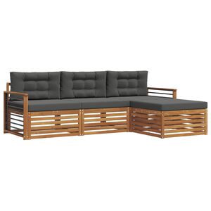 vidaXL Buiten bankenset Natuurlijk en Antraciet 249,5 x 162,5 x 73 cm