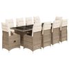 vidaXL 11-delige Bistroset met kussens poly rattan beige