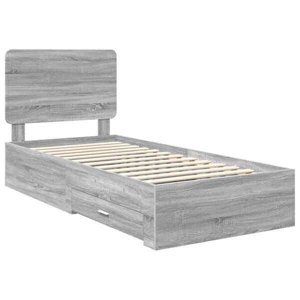 vidaXL Bedframe met hoofdeinde Grijs Sonoma 100 x 200 cm Bewerkt hout