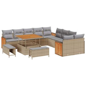 vidaXL Tuinbankenset met kussen 13 pcs Beige en Licht Grijs