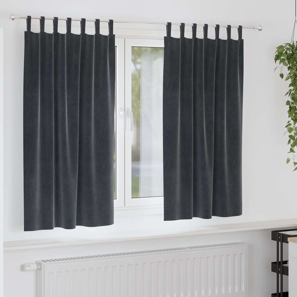 vidaXL Verduisterende gordijnen 2 pcs Donkergrijs 140 x 175 cm Fluweel