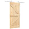 vidaXL Schuifdeur Natuurlijk en Wit 90 x 210 cm Massief grenenhout