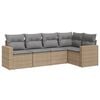 vidaXL 5-delige Loungeset met kussens poly rattan beige