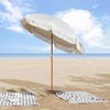 vidaXL Parasol Grijs en Wit Ø 160 x 195 cm Staal