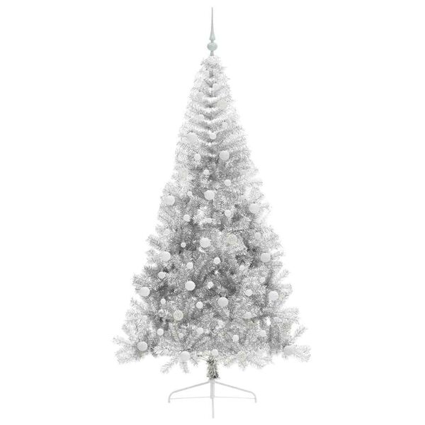 vidaXL Kunstmatig Voorverlicht Kerstboom met 300 LED Zilver 210 cm PET