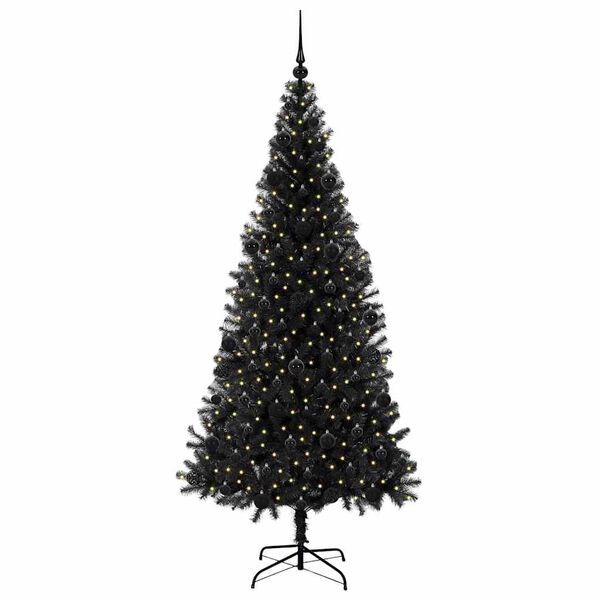 vidaXL Kerstboom met 300 LED met standaard Zwart 210 cm PVC