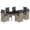 vidaXL 7-delige Tuinset met kussens poly rattan grijs