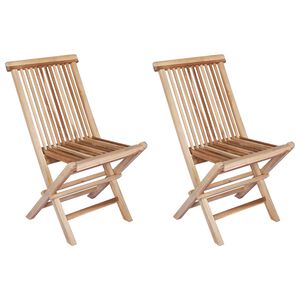 vidaXL Opvouwbare Tuinstoel 2 st Naturel Massief Teakhout