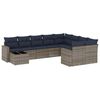 vidaXL 10-delige Loungeset met kussens poly rattan grijs