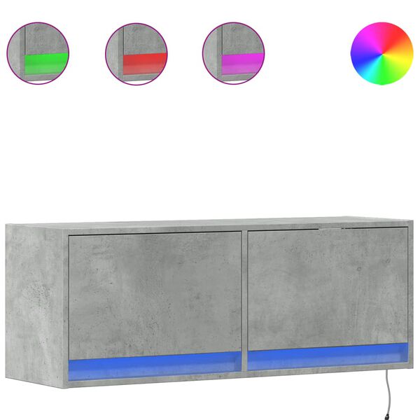 vidaXL Tv-wandmeubel met LED-verlichting 100x31x35 cm betongrijs