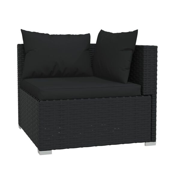 vidaXL 10-delige Loungeset met kussens poly rattan zwart