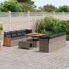 vidaXL Tuinbankenset 11 pcs Grijs Poly Riet en Poedercoated Staal