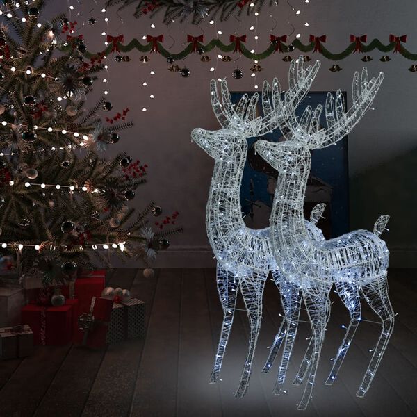 vidaXL Kerstdecoratie rendier XXL 2 st 250 LED's warmwit 180 cm acryl