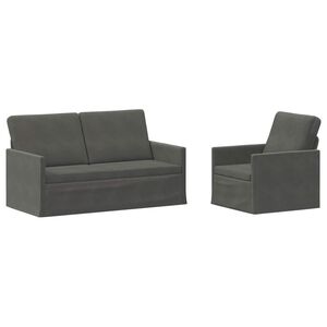 vidaXL Bankstel 2 pcs Donkergrijs Katoen Stof